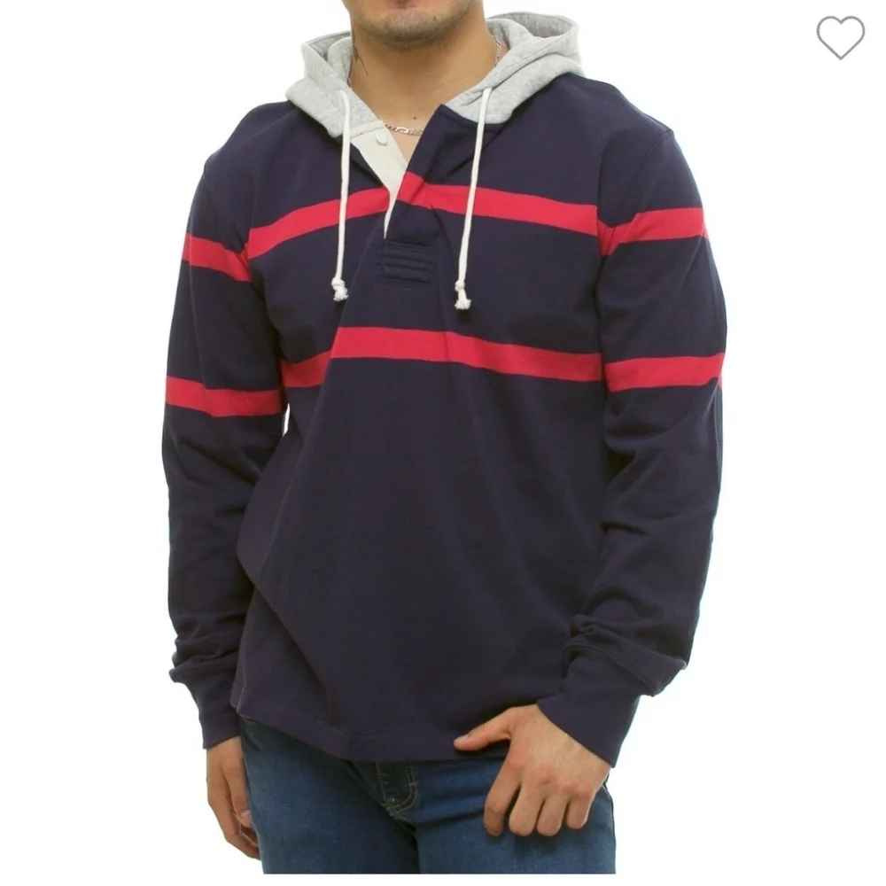 J.Crew Striped Hooded Rugby Shirt | Size Large